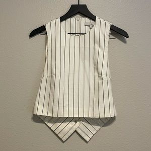 Tibi Striped Crop Top Blouse